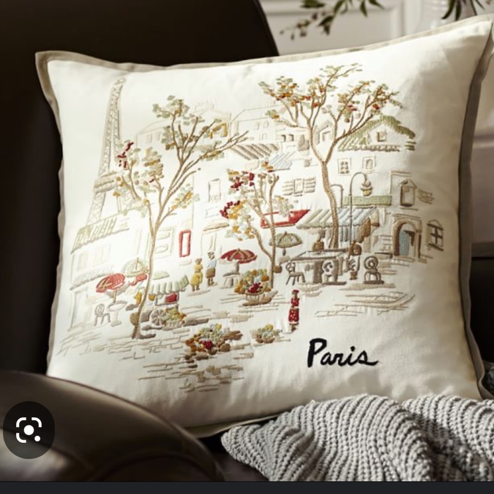 Paris Embroidered Pillow